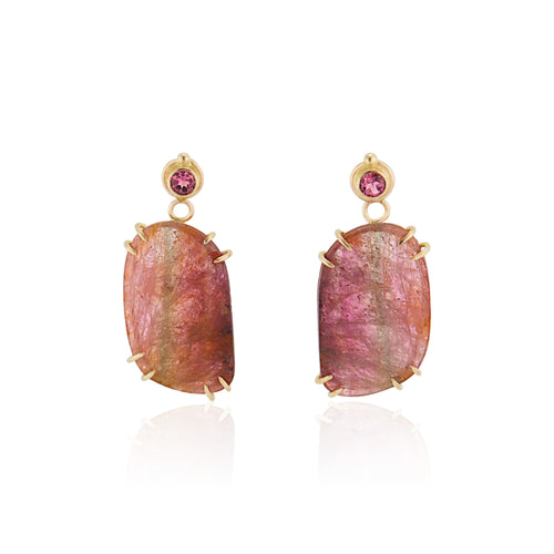 Rose-cut Watermelon Tourmaline Earrings