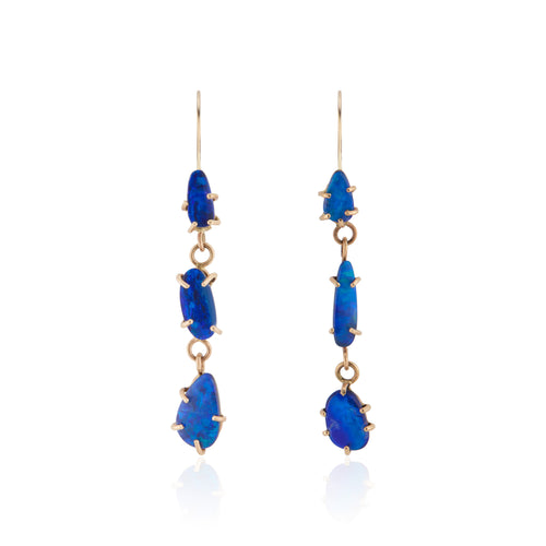 Blue 3 Tier Australian Opal Earrings