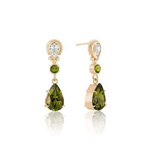 Custom Diamond Peridot Earrings