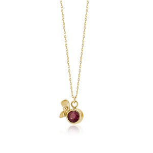 Round Ruby Flower Necklace