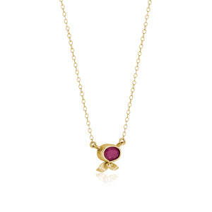 Oval Ruby flower Necklace