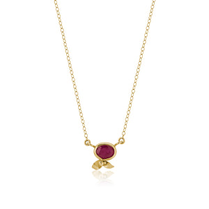 Oval Ruby flower Necklace