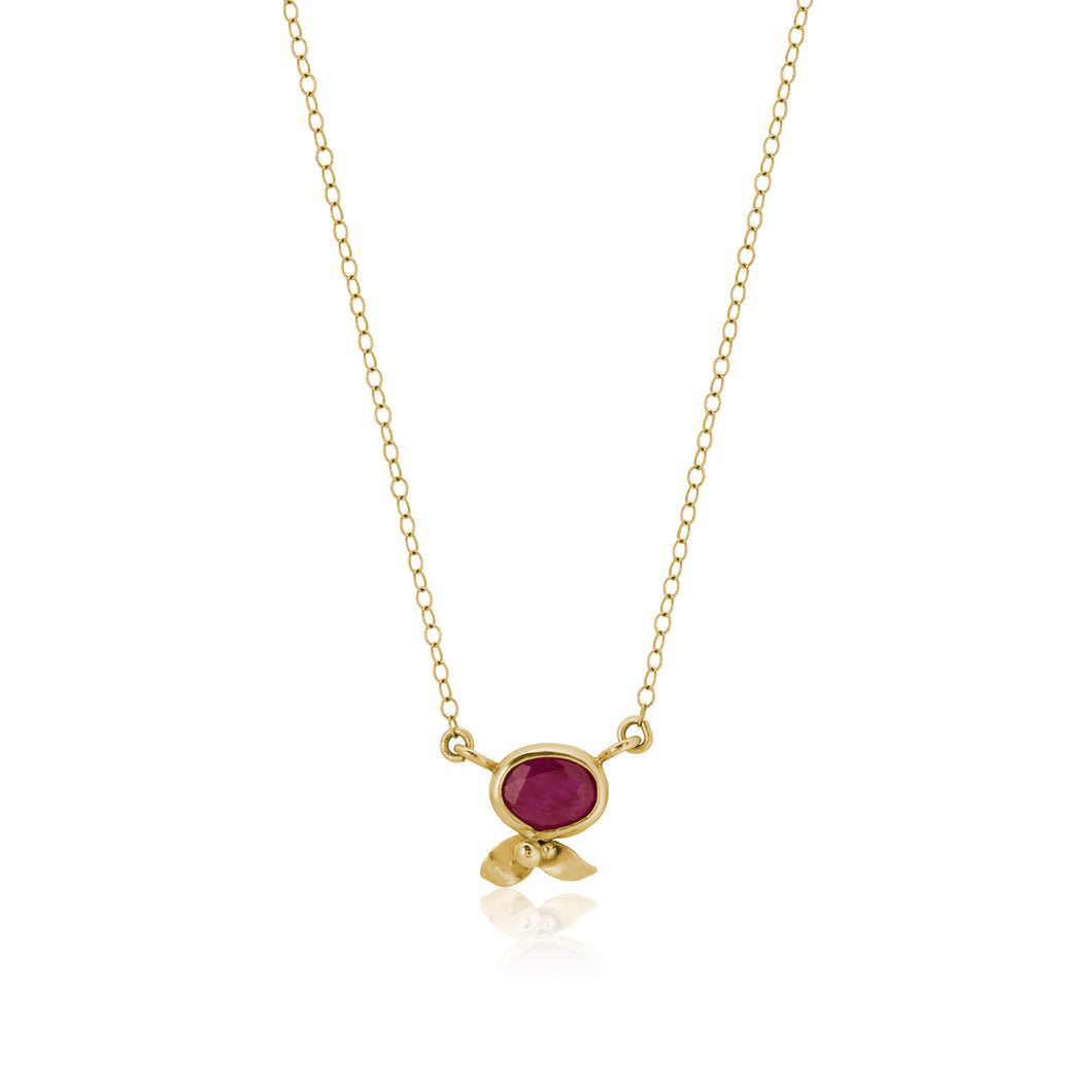 Oval Ruby flower Necklace